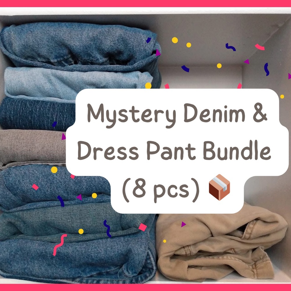 Thrift Treasure: Mystery Box of Denim & Dress Pant Bundle (8 pcs)